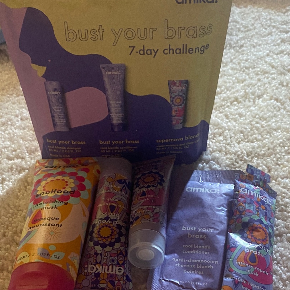 Amika Bust Your Brass 7-Day Challenge Set with Purple and Multicolor Packaging